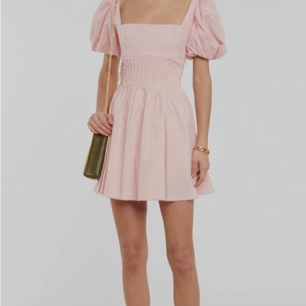 Elegant Pink Puff Sleeve Dress